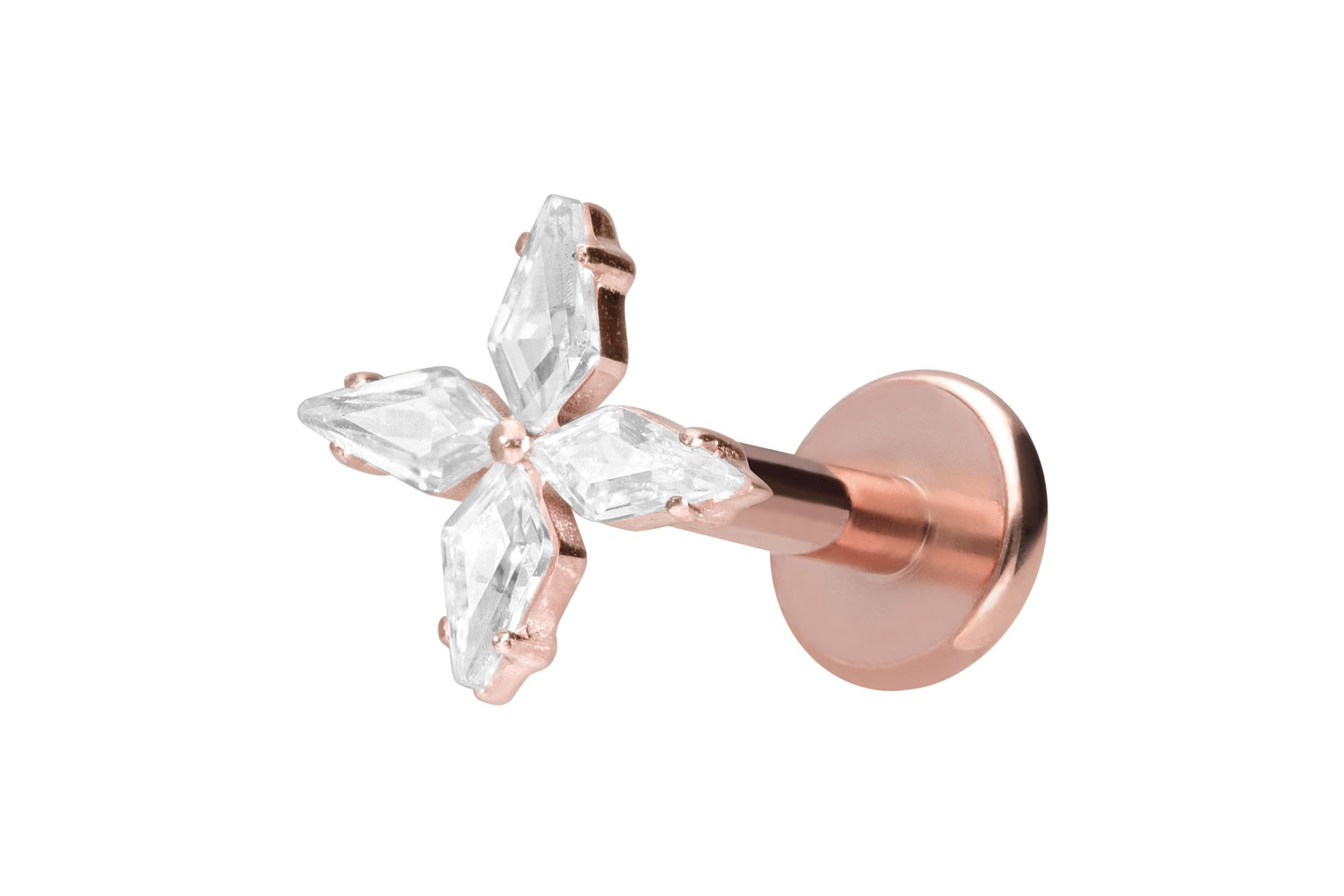 Titan Labret Piercing mit Innengewinde KRISTALLSTERN